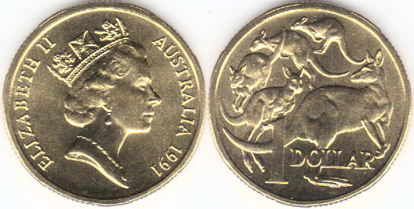 1991 Australia $1 (Mint Set only) chUnc A001587